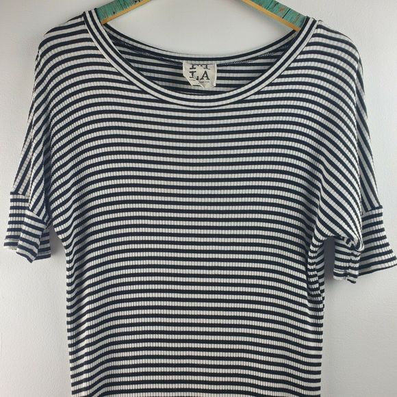 PPLA Striped Shirt Dress Hi-Low Hem Med EUC - Picture 2 of 6